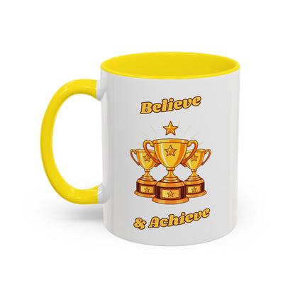 Award-Winning Coffee Mug, Believe & Achieve Cup, Motivational Gift for Winners, Sports, Achievements, Graduation