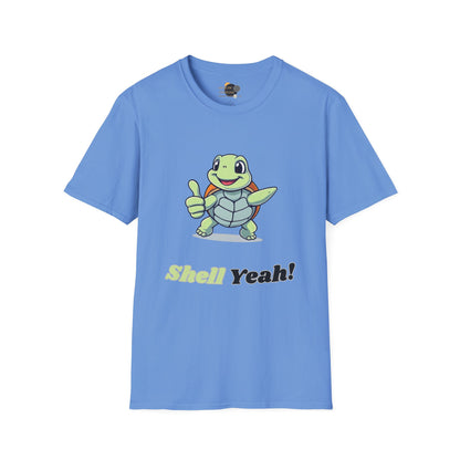 Shell Yeah! Unisex Softstyle T-Shirt, Cute Turtle Tee, Animal Lover Apparel, Gift for Kids and Adults, Fun Summer Shirt, Cartoon Graphic Tee