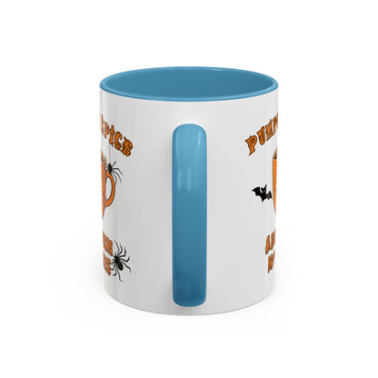 Halloween Pumpkin Spice Coffee Mug, Spooky Gift for Fall, Black Handle, Autumn Decor, Seasonal Coffee Cup