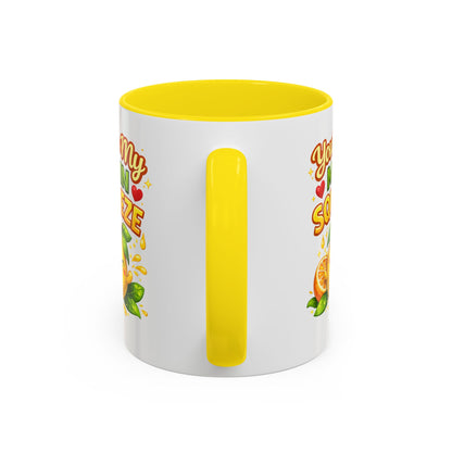 Accent Coffee Mug — "You're My Main Squeeze" Cute Lemon Couple Gift, Valentine's Day