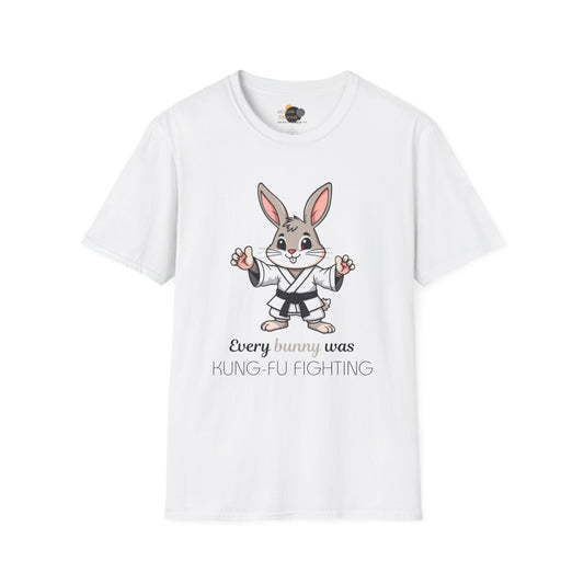 Every Bunny Was Kung-Fu Fighting T-Shirt, Unisex Martial Arts Tee, Funny Animal Shirt, Easter Apparel, Gift for Kids and Adults, Spring Time