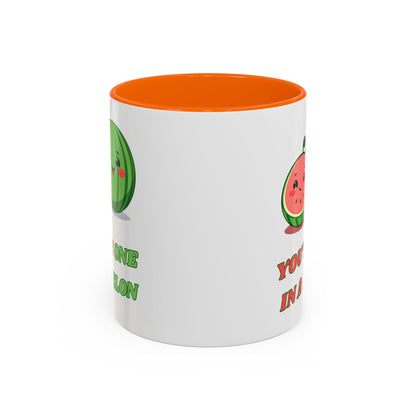 Cute Watermelon Coffee Mug - You're One in a Melon, Gift for Fruit Lovers, Summer Vibes, Inspirational Mug, Kitchen Decor
