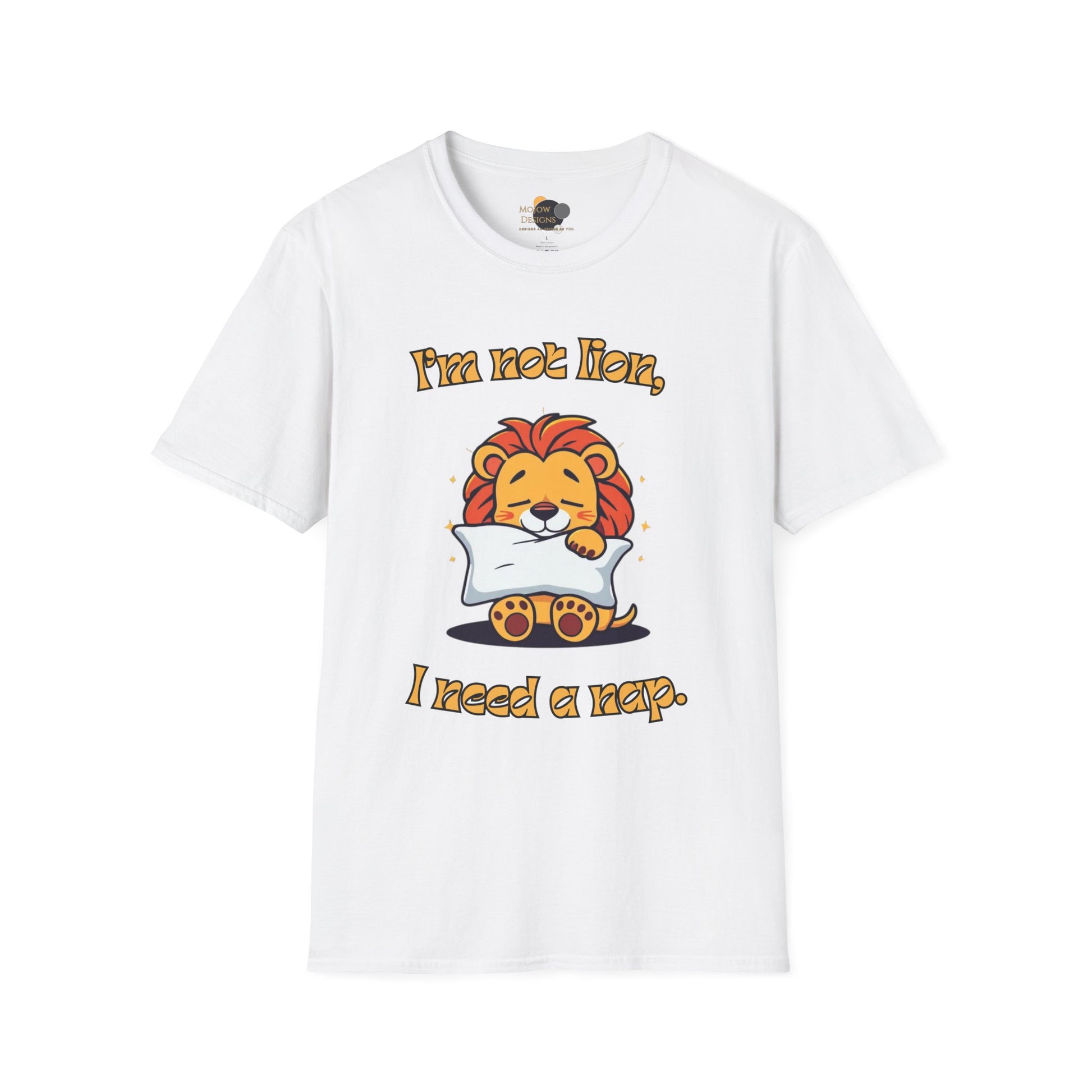 Cute Lion Nap T-Shirt, Funny Animal Tee, Nap Lover Shirt, Relaxation Attire Front White
