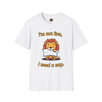Cute Lion Nap T-Shirt, Funny Animal Tee, Nap Lover Shirt, Relaxation Attire Front White