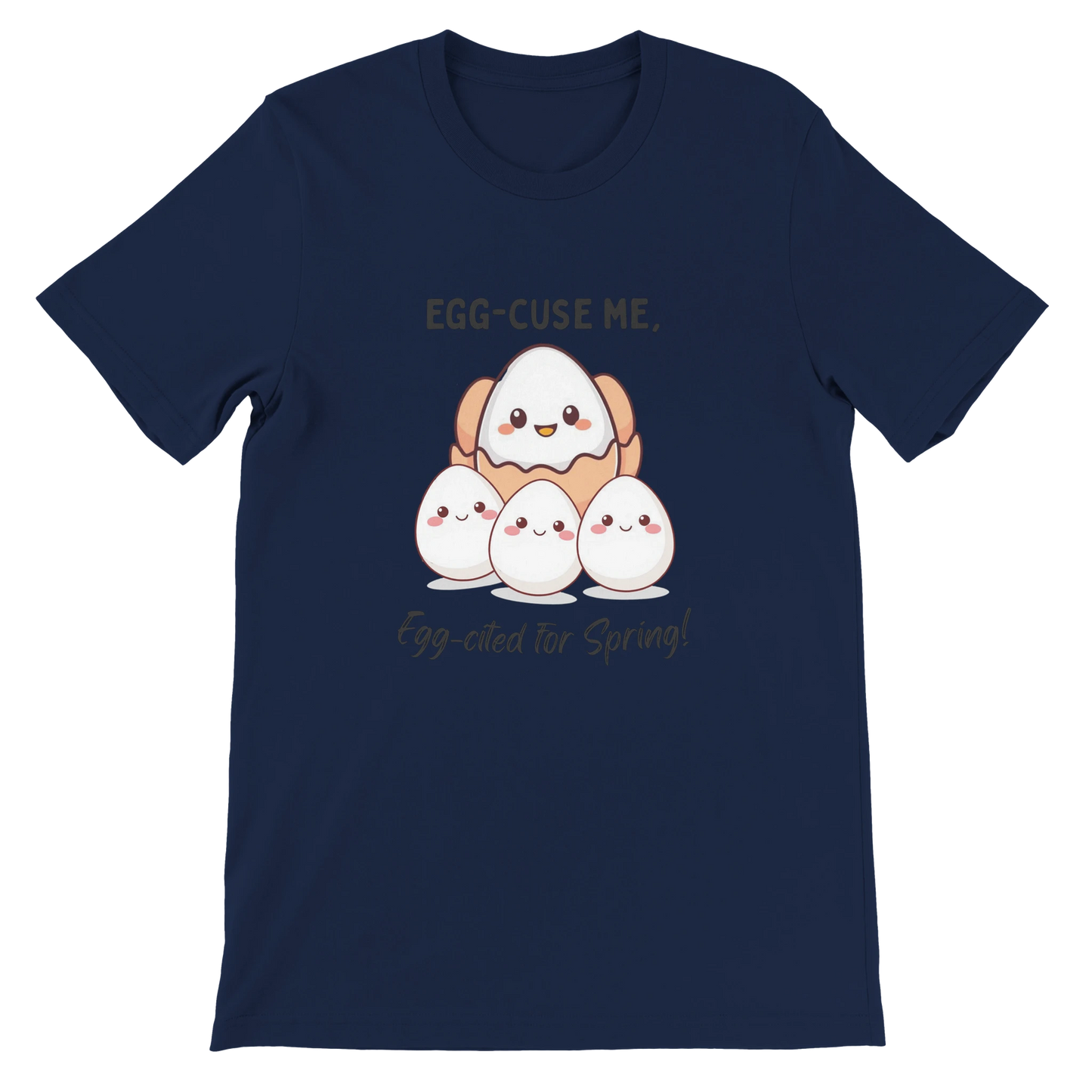 Egg-cited for Spring Premium Unisex Crewneck T-shirt Navy