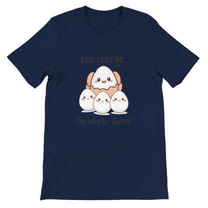 Egg-cited for Spring Premium Unisex Crewneck T-shirt Navy