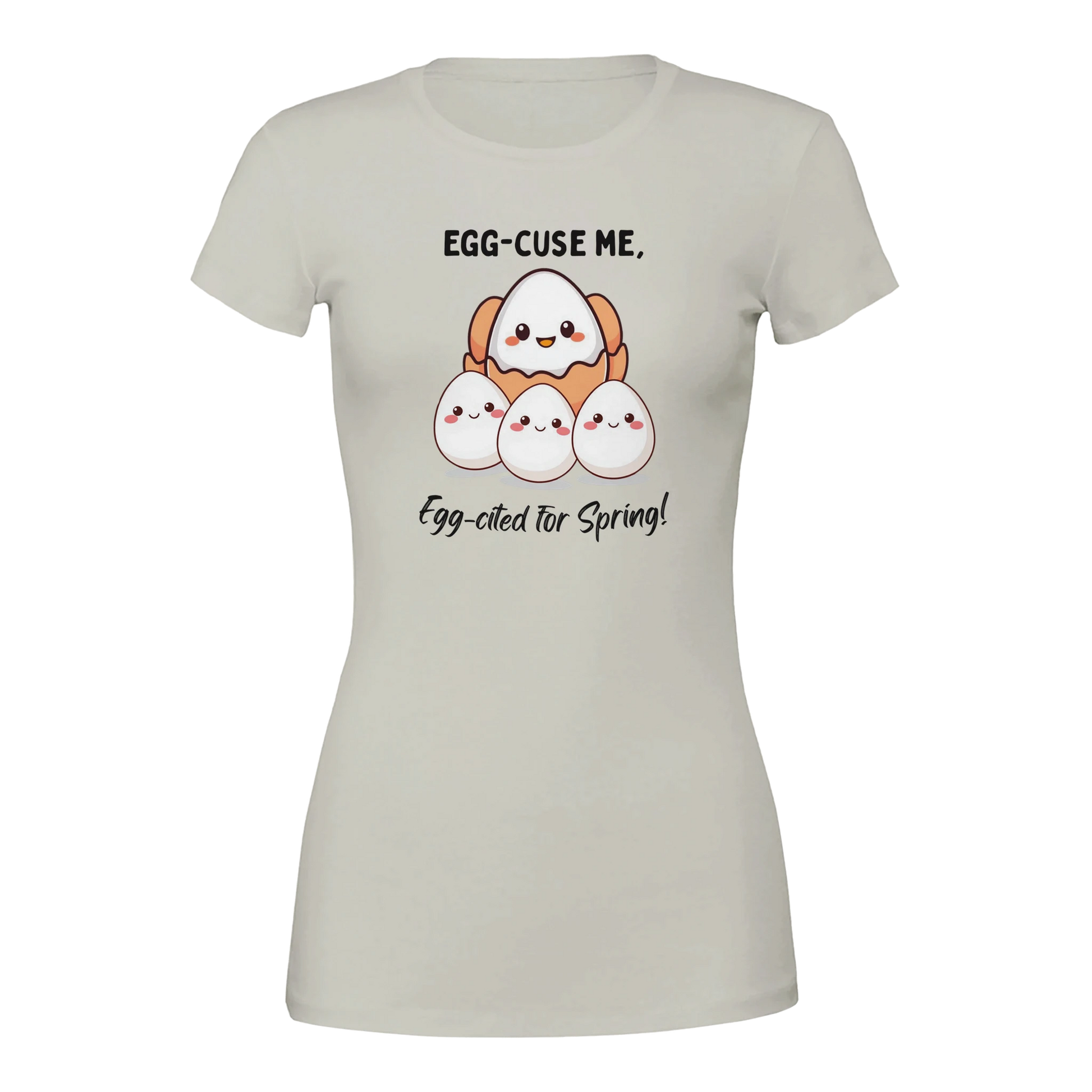 Egg-cited for Spring Premium Womens Crewneck T-shirt Grey