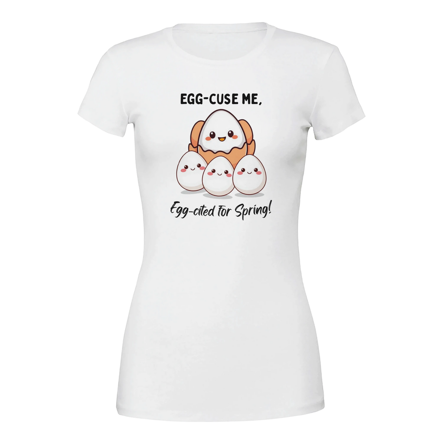 Egg-cited for Spring Premium Womens Crewneck T-shirt White
