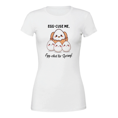 Egg-cited for Spring Premium Womens Crewneck T-shirt White