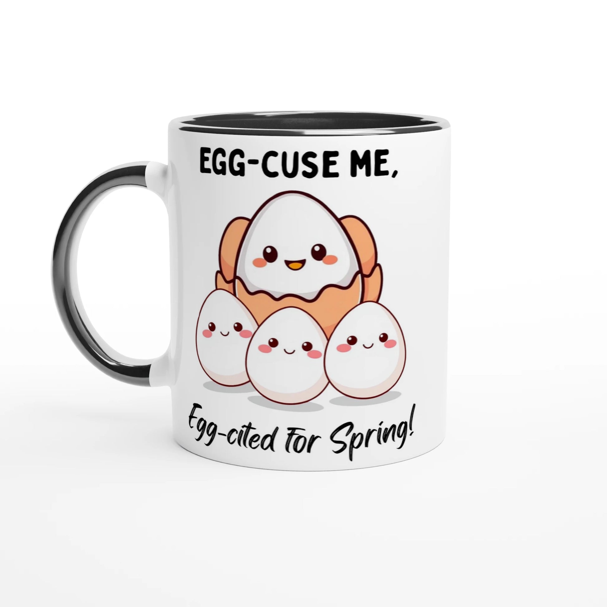 Egg-cited for Spring White 11oz Ceramic Mug with Color Inside