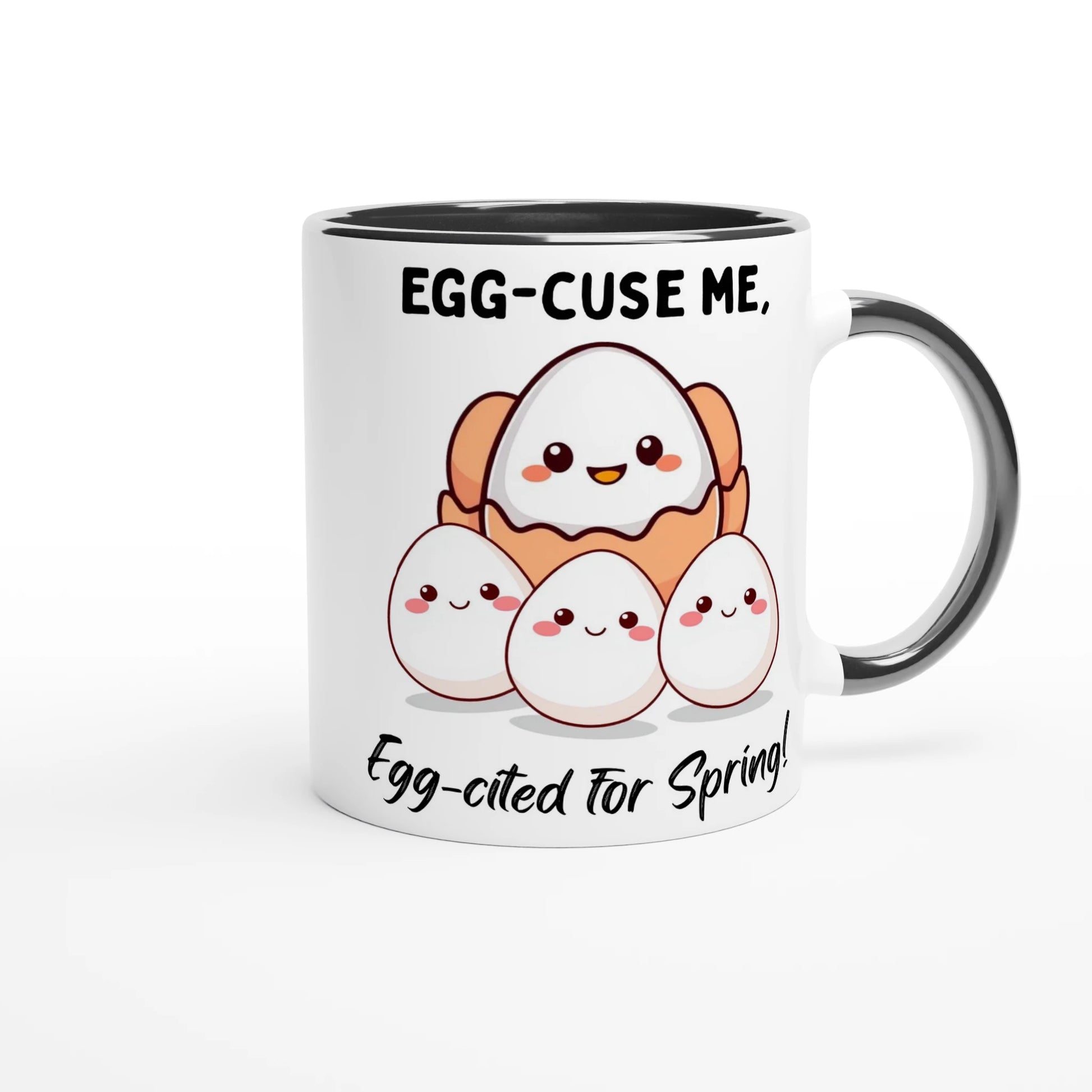 Egg-cited for Spring White 11oz Ceramic Mug with Color Inside