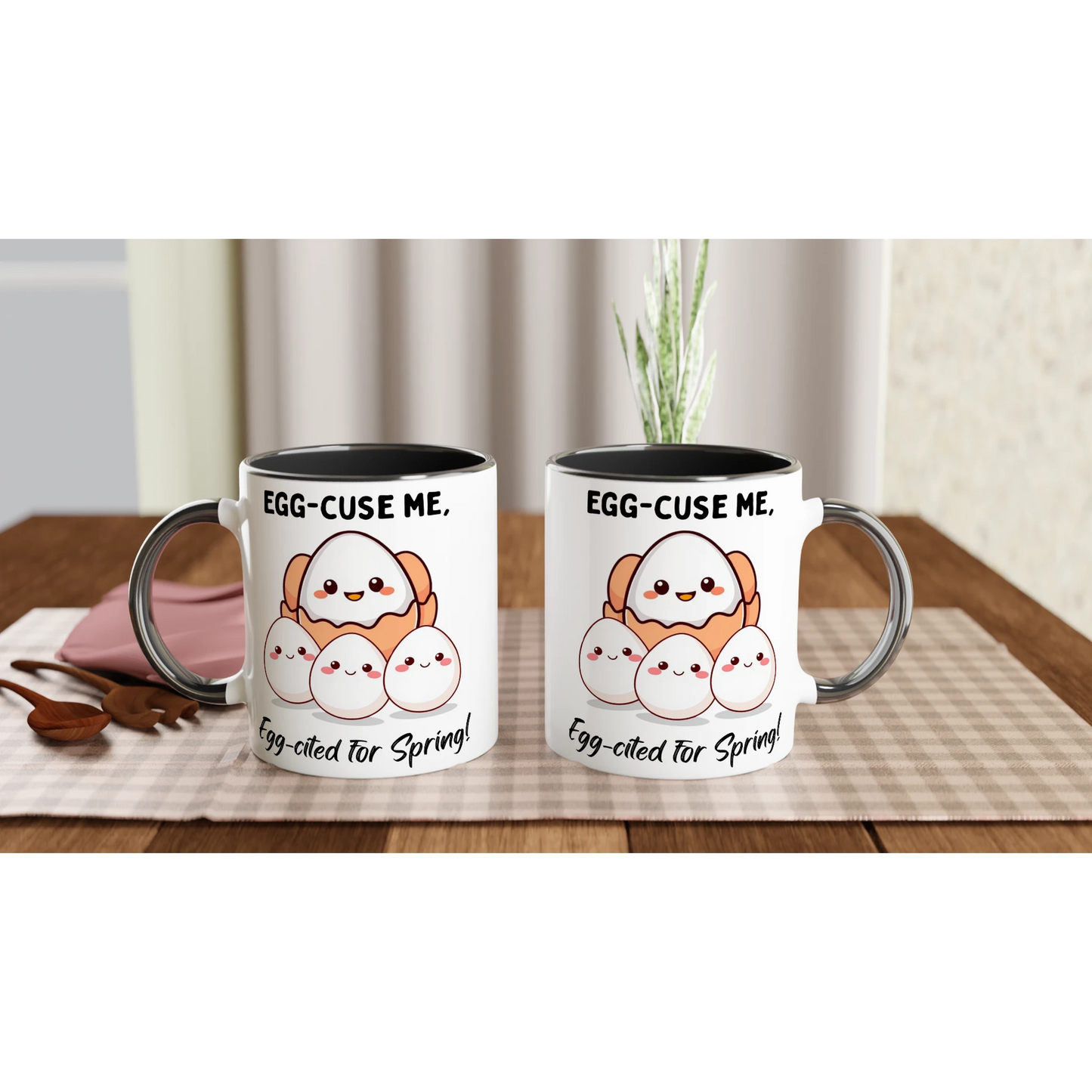 Egg-cited for Spring White 11oz Ceramic Mug with Color Inside