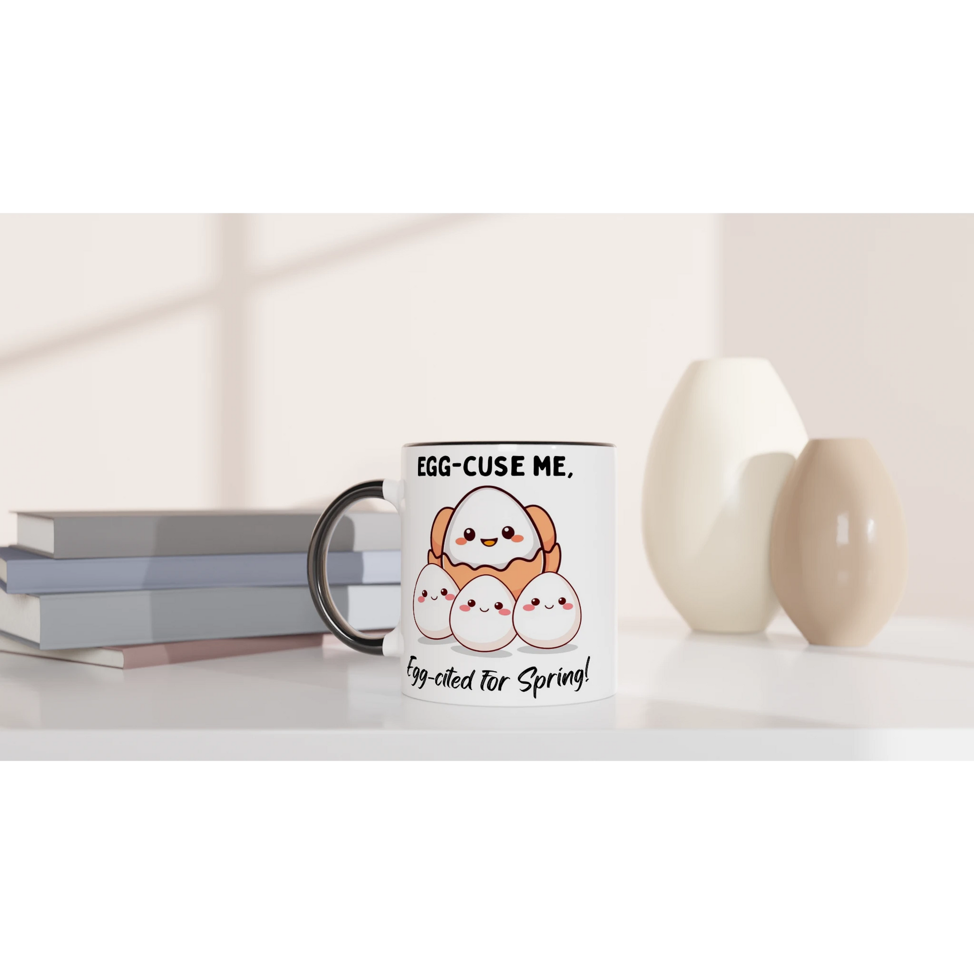 Egg-cited for Spring White 11oz Ceramic Mug with Color Inside