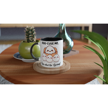 Egg-cited for Spring White 11oz Ceramic Mug with Color Inside
