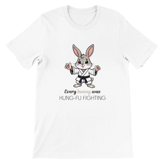 Every bunny was kung-fu fighting Premium Unisex Crewneck T-shirt White