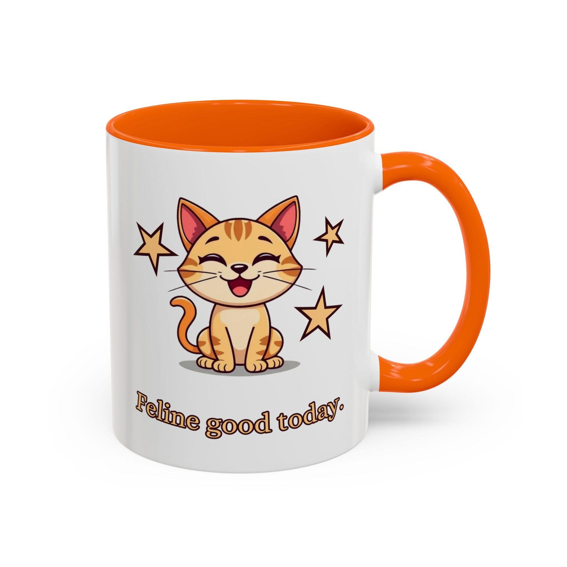 Feline Good Today Mug - Cute Cat Coffee Mug, Cat Lover Gift, Coffee Lover Mug, Fun Cat Mug, Feline Inspired Drinkware Back Orange