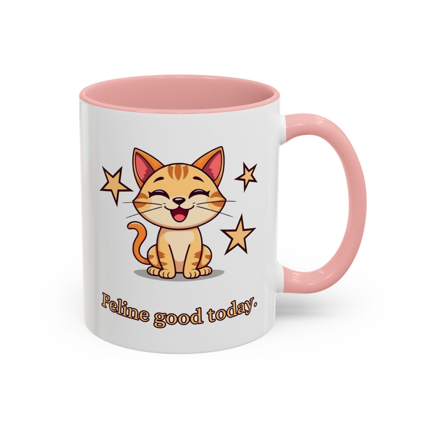 Feline Good Today Mug - Cute Cat Coffee Mug, Cat Lover Gift, Coffee Lover Mug, Fun Cat Mug, Feline Inspired Drinkware Back Pink