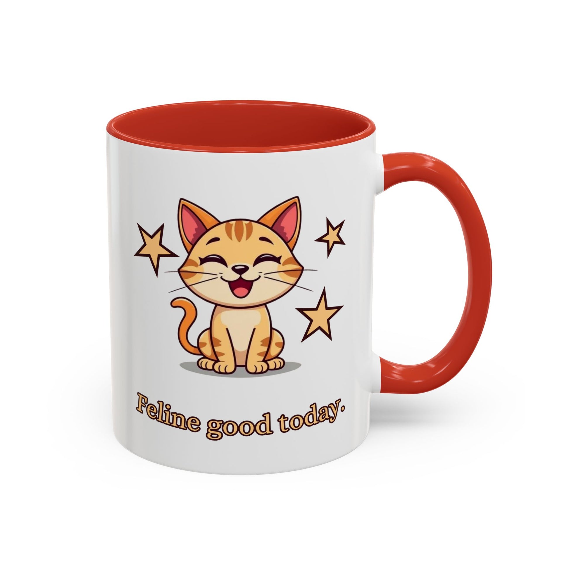 Feline Good Today Mug - Cute Cat Coffee Mug, Cat Lover Gift, Coffee Lover Mug, Fun Cat Mug, Feline Inspired Drinkware Back Red