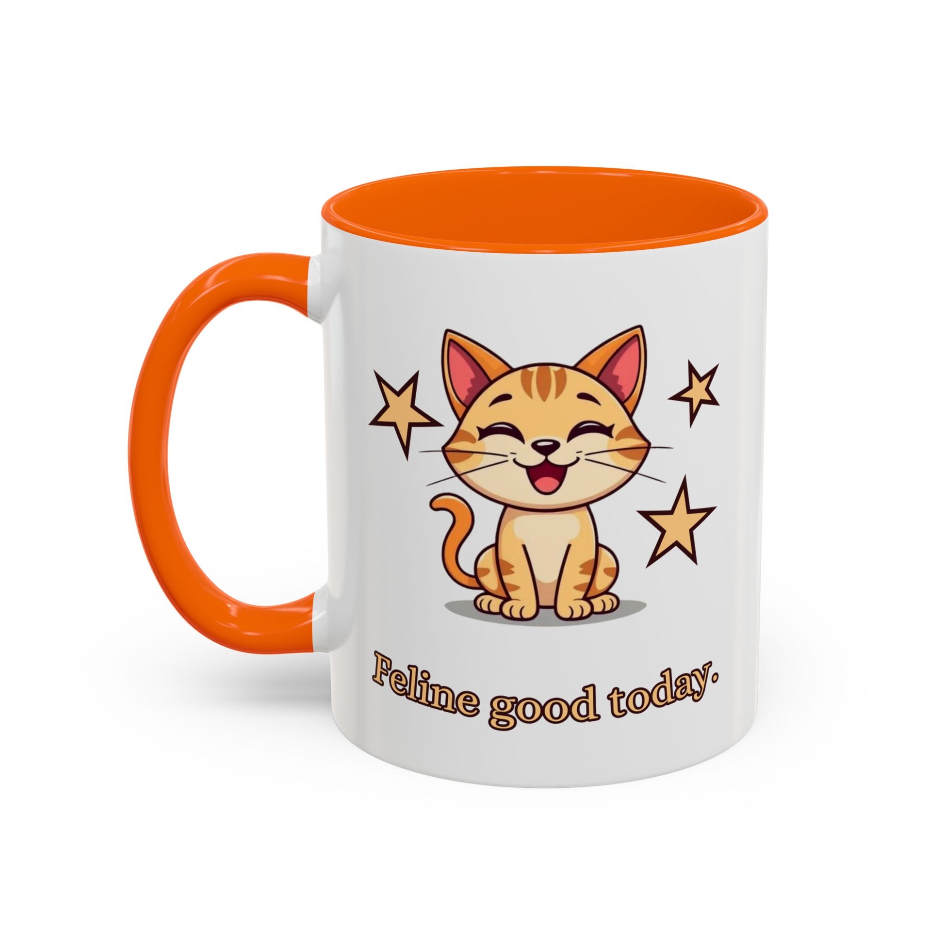 Feline Good Today Mug - Cute Cat Coffee Mug, Cat Lover Gift, Coffee Lover Mug, Fun Cat Mug, Feline Inspired Drinkware Front Orange