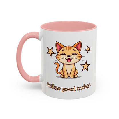 Feline Good Today Mug - Cute Cat Coffee Mug, Cat Lover Gift, Coffee Lover Mug, Fun Cat Mug, Feline Inspired Drinkware Front Pink