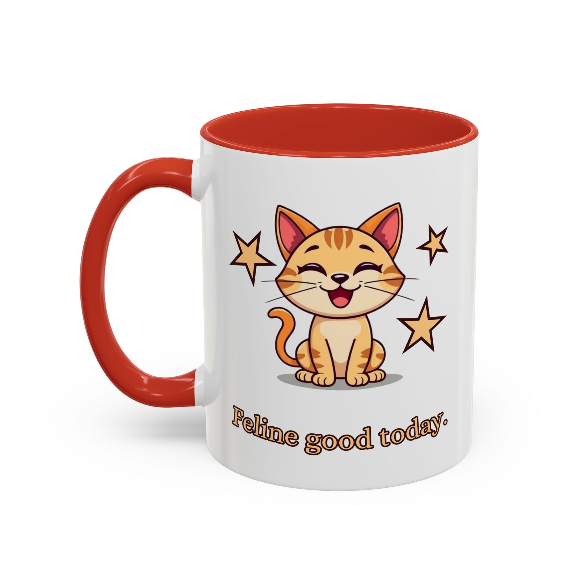 Feline Good Today Mug - Cute Cat Coffee Mug, Cat Lover Gift, Coffee Lover Mug, Fun Cat Mug, Feline Inspired Drinkware Front Red