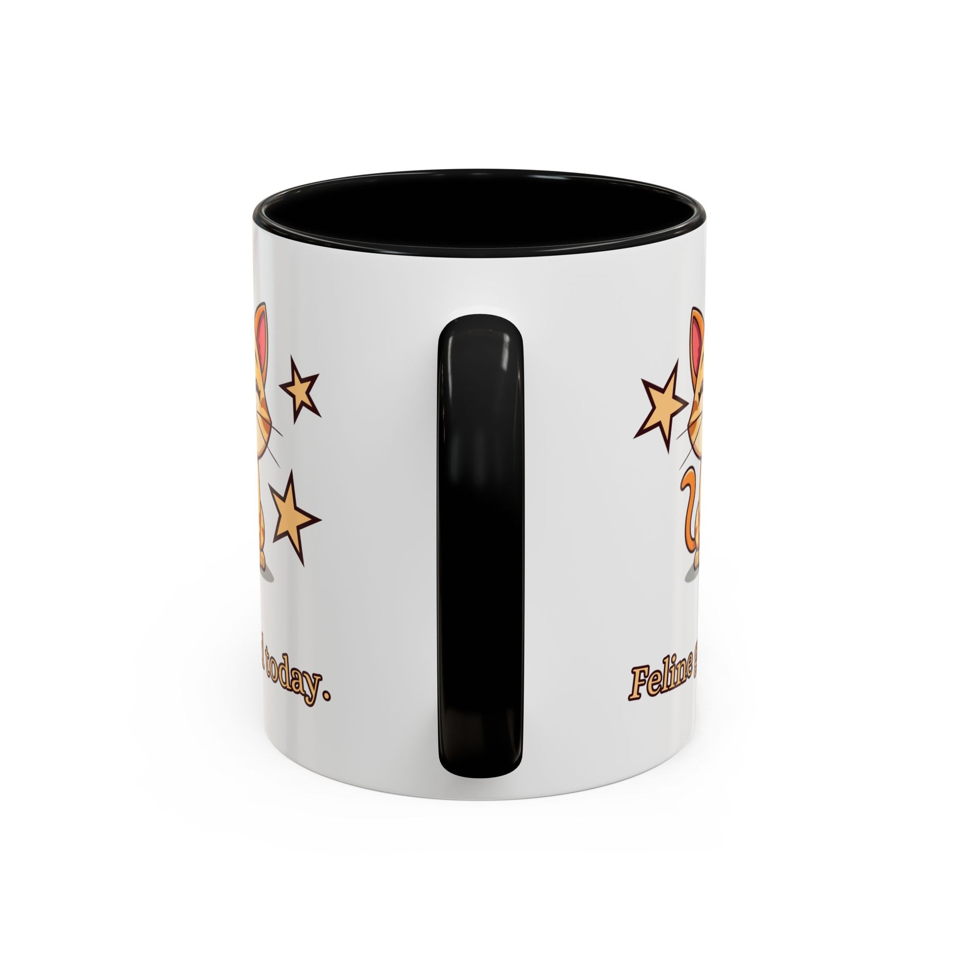 Feline Good Today Mug - Cute Cat Coffee Mug, Cat Lover Gift, Coffee Lover Mug, Fun Cat Mug, Feline Inspired Drinkware Handle Black