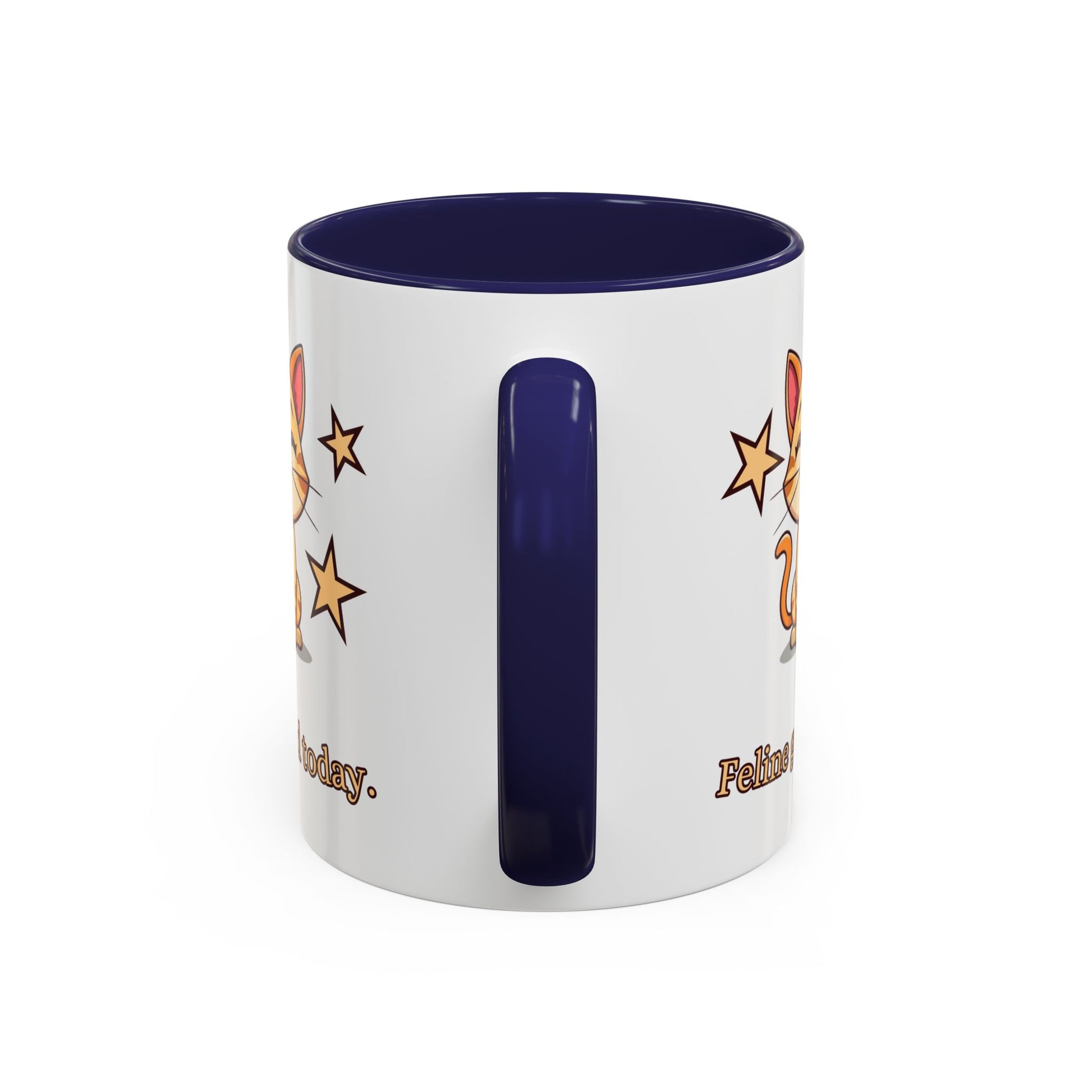 Feline Good Today Mug - Cute Cat Coffee Mug, Cat Lover Gift, Coffee Lover Mug, Fun Cat Mug, Feline Inspired Drinkware Handle Navy