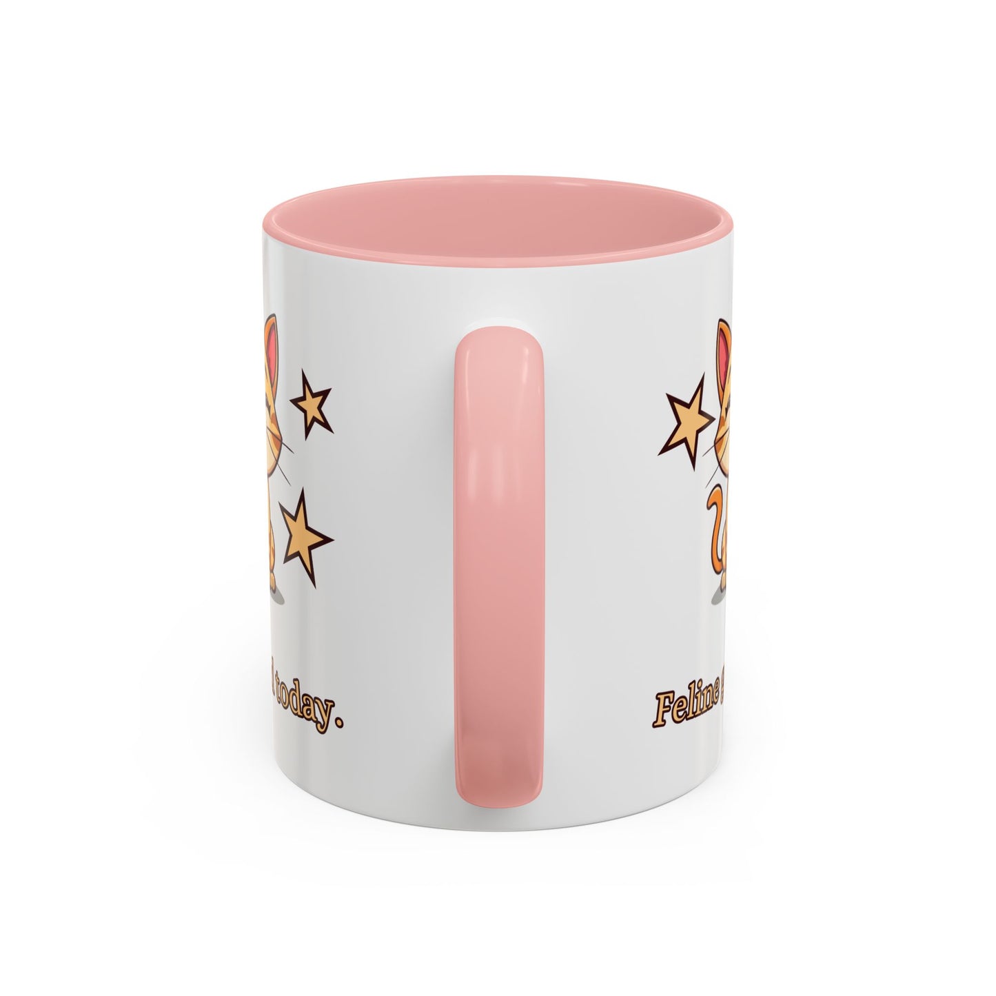 Feline Good Today Mug - Cute Cat Coffee Mug, Cat Lover Gift, Coffee Lover Mug, Fun Cat Mug, Feline Inspired Drinkware Handle Pink