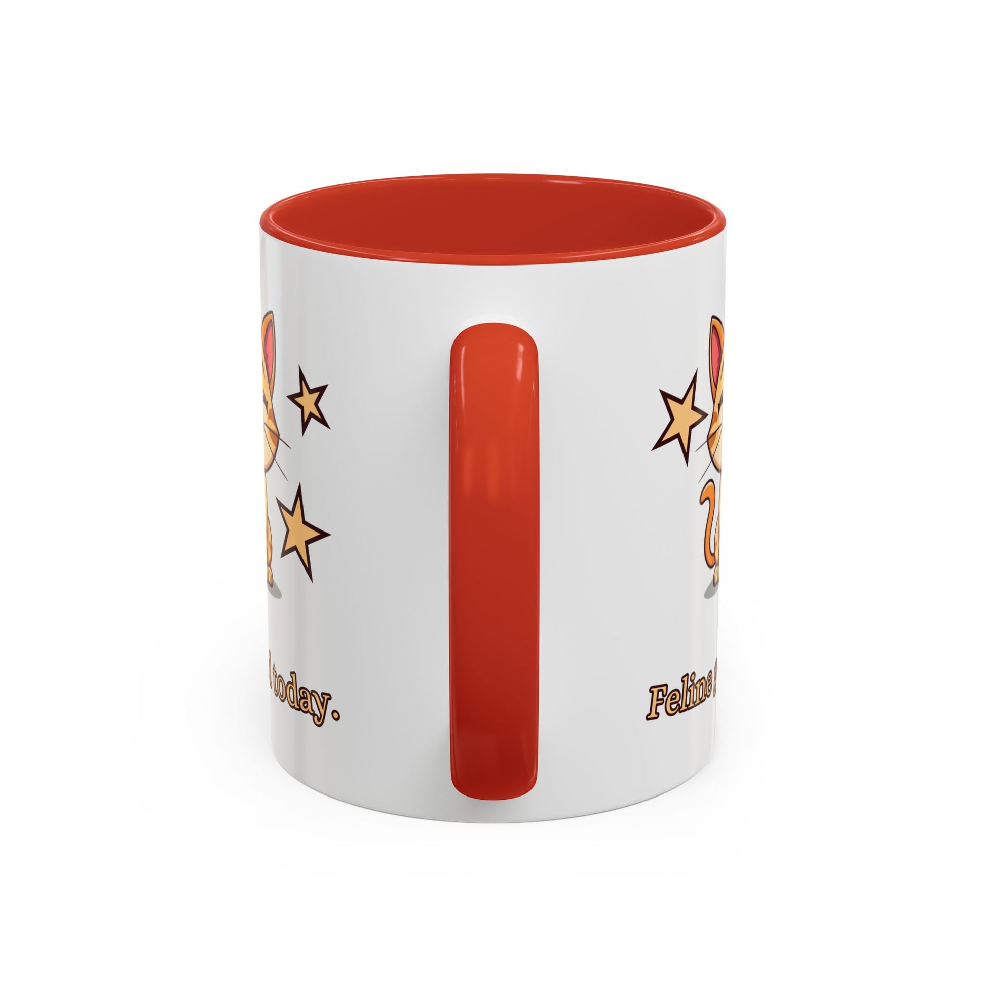 Feline Good Today Mug - Cute Cat Coffee Mug, Cat Lover Gift, Coffee Lover Mug, Fun Cat Mug, Feline Inspired Drinkware Handle Red