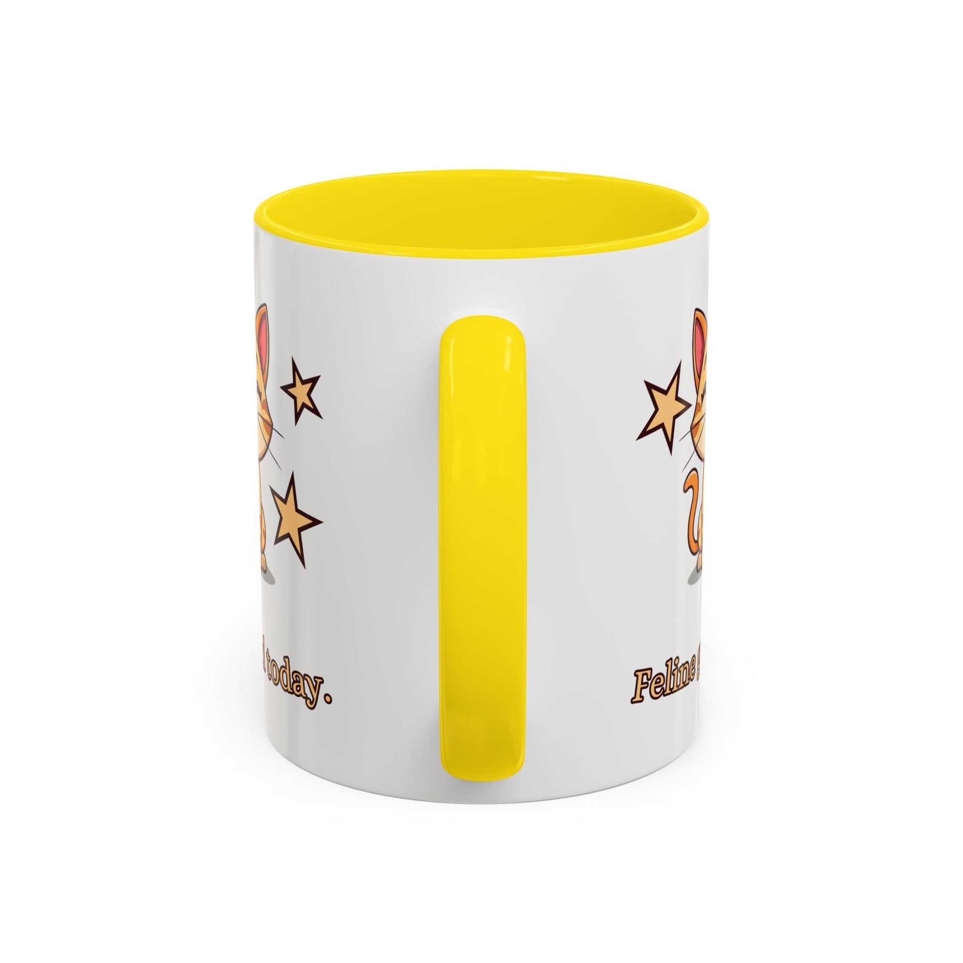 Feline Good Today Mug - Cute Cat Coffee Mug, Cat Lover Gift, Coffee Lover Mug, Fun Cat Mug, Feline Inspired Drinkware Handle Yellow