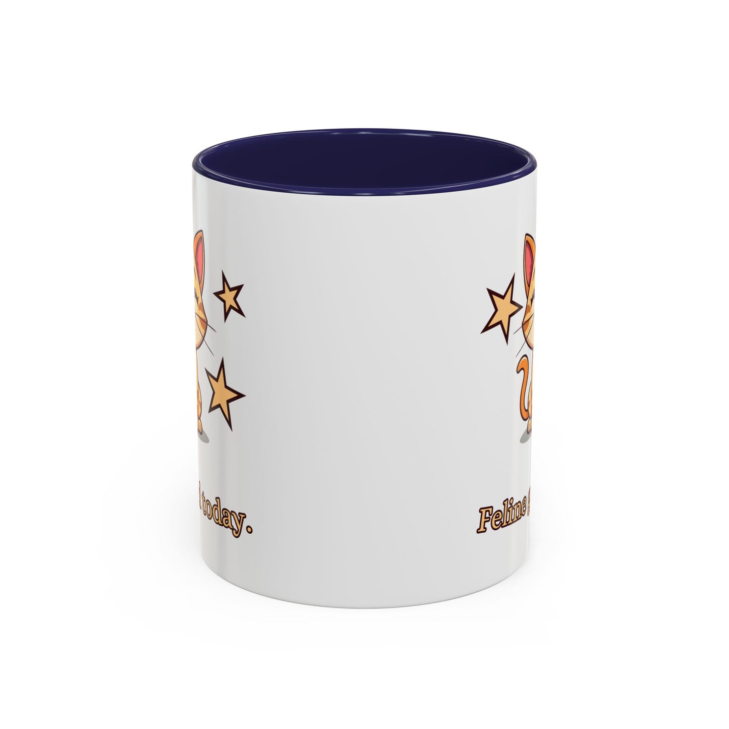 Feline Good Today Mug - Cute Cat Coffee Mug, Cat Lover Gift, Coffee Lover Mug, Fun Cat Mug, Feline Inspired Drinkware Side Navy