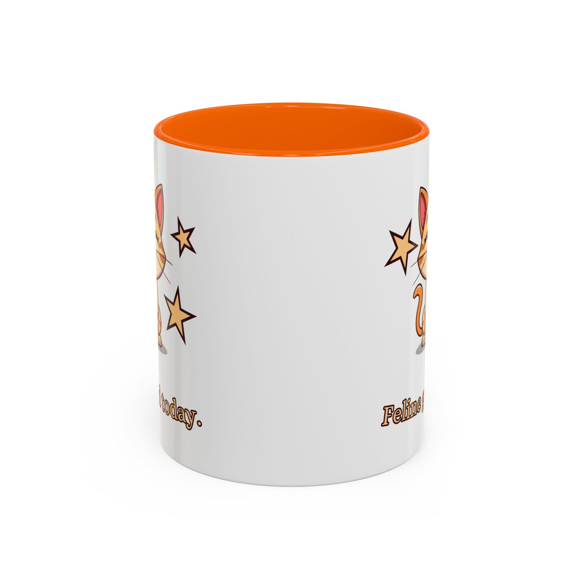 Feline Good Today Mug - Cute Cat Coffee Mug, Cat Lover Gift, Coffee Lover Mug, Fun Cat Mug, Feline Inspired Drinkware Side Orange