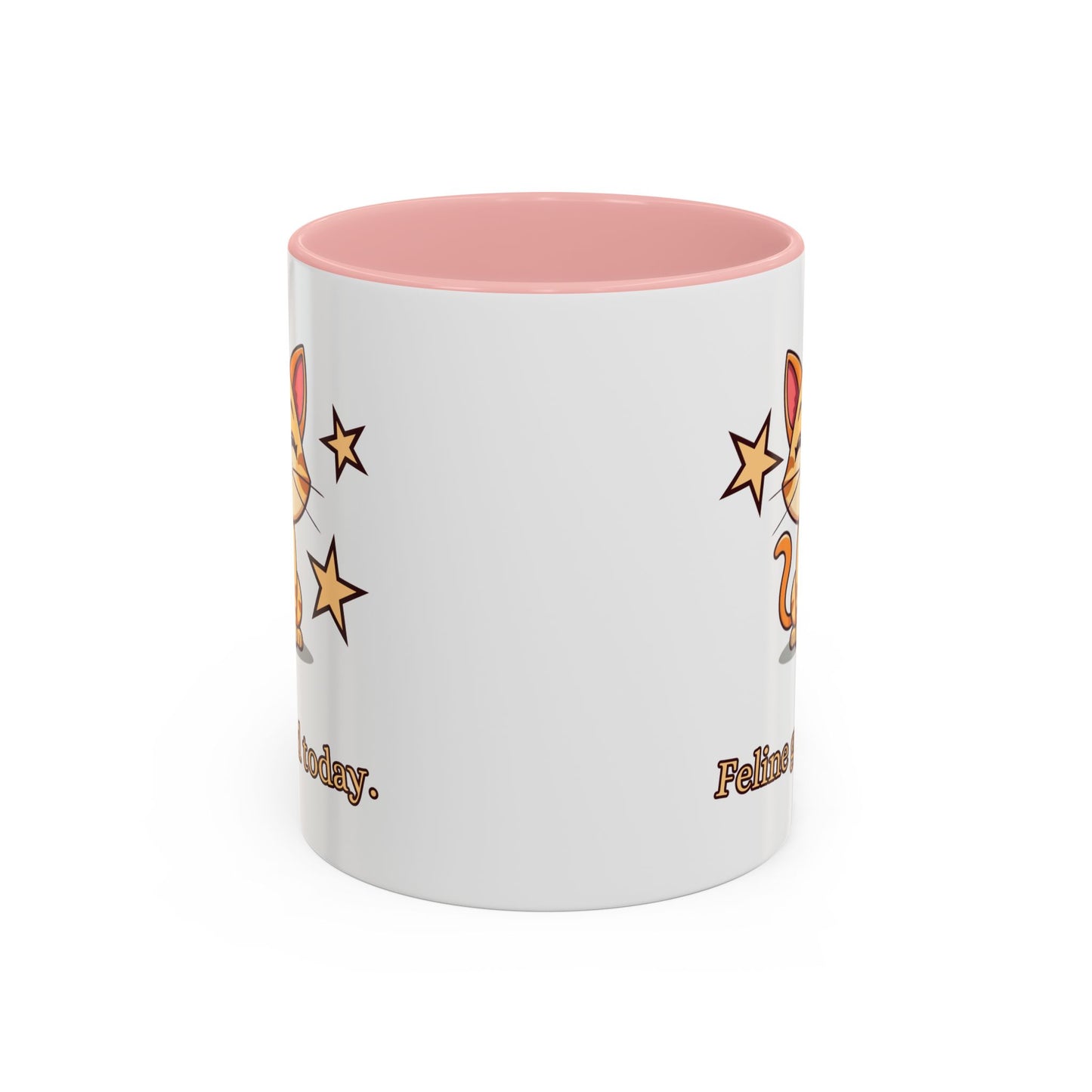 Feline Good Today Mug - Cute Cat Coffee Mug, Cat Lover Gift, Coffee Lover Mug, Fun Cat Mug, Feline Inspired Drinkware Side Pink