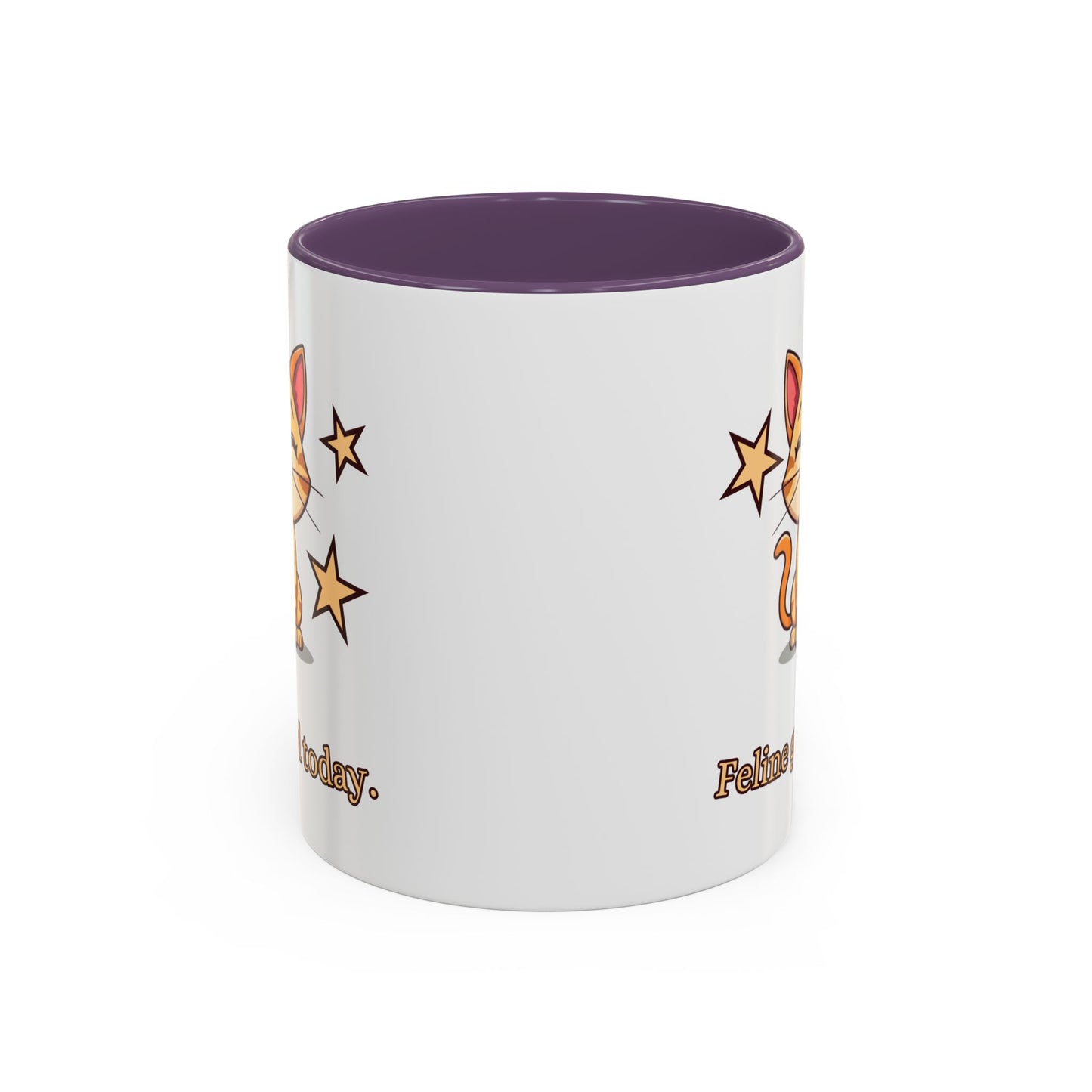 Feline Good Today Mug - Cute Cat Coffee Mug, Cat Lover Gift, Coffee Lover Mug, Fun Cat Mug, Feline Inspired Drinkware Side Purple