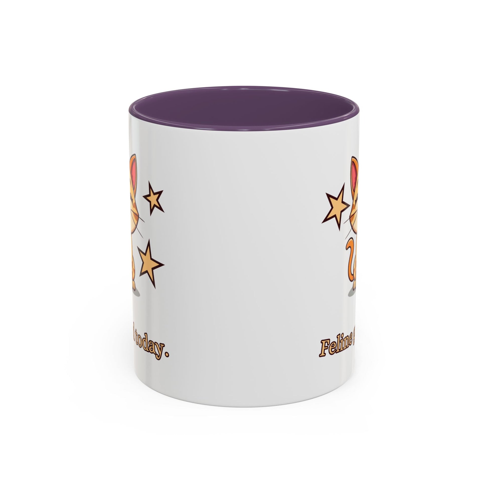 Feline Good Today Mug - Cute Cat Coffee Mug, Cat Lover Gift, Coffee Lover Mug, Fun Cat Mug, Feline Inspired Drinkware Side Purple