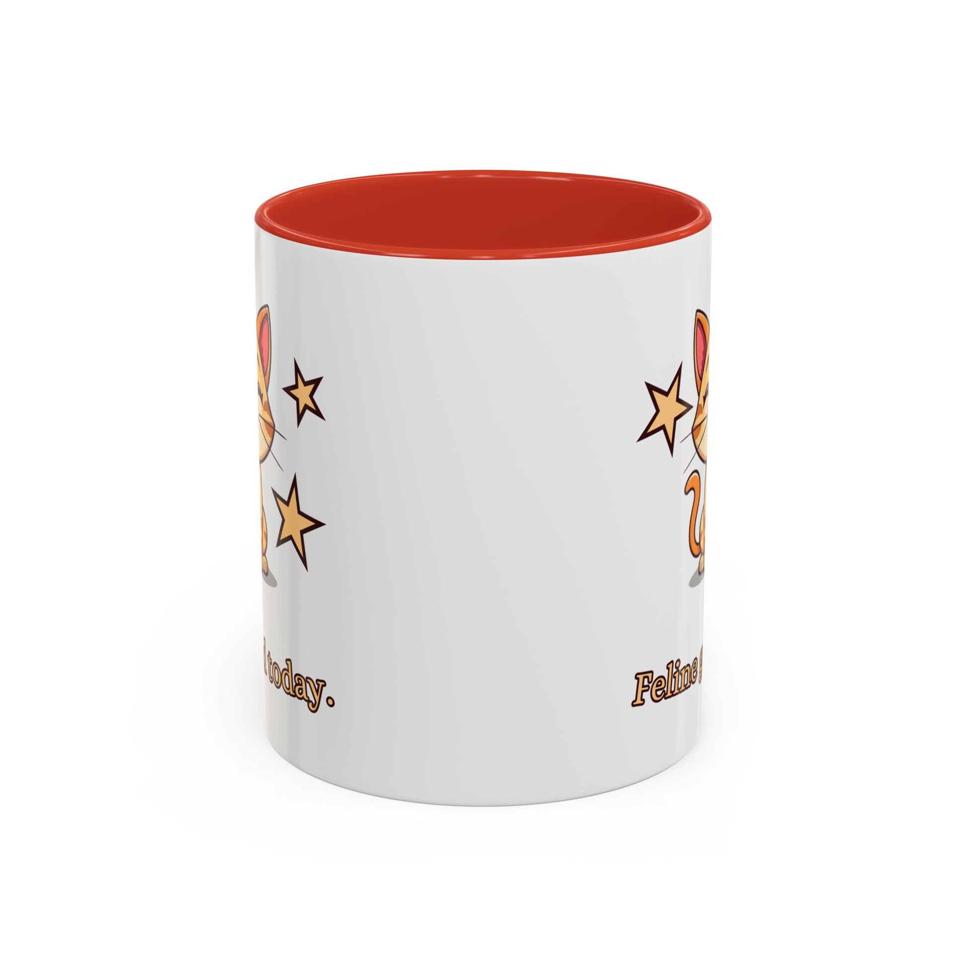 Feline Good Today Mug - Cute Cat Coffee Mug, Cat Lover Gift, Coffee Lover Mug, Fun Cat Mug, Feline Inspired Drinkware Side Red