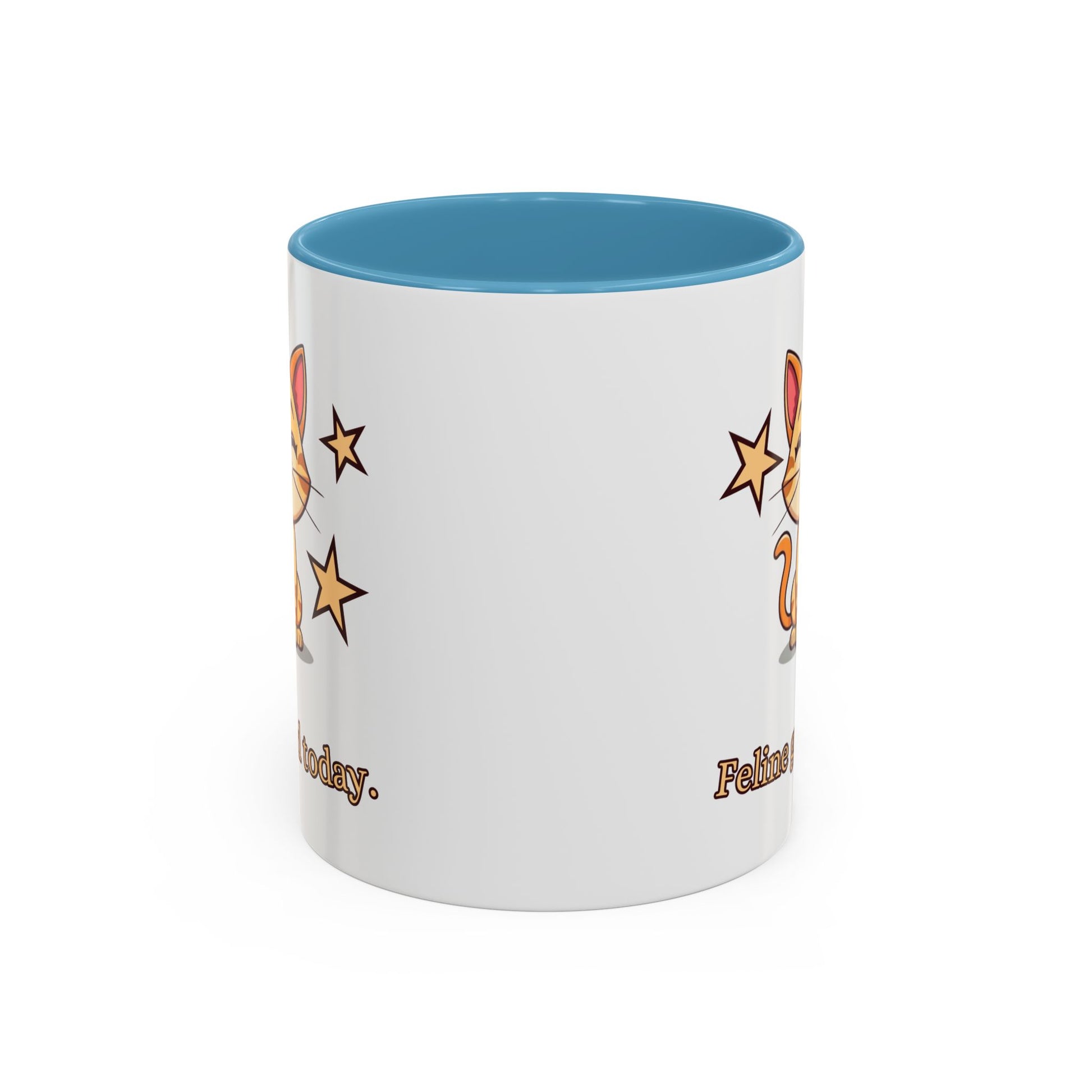 Feline Good Today Mug - Cute Cat Coffee Mug, Cat Lover Gift, Coffee Lover Mug, Fun Cat Mug, Feline Inspired Drinkware Side Sky Blue