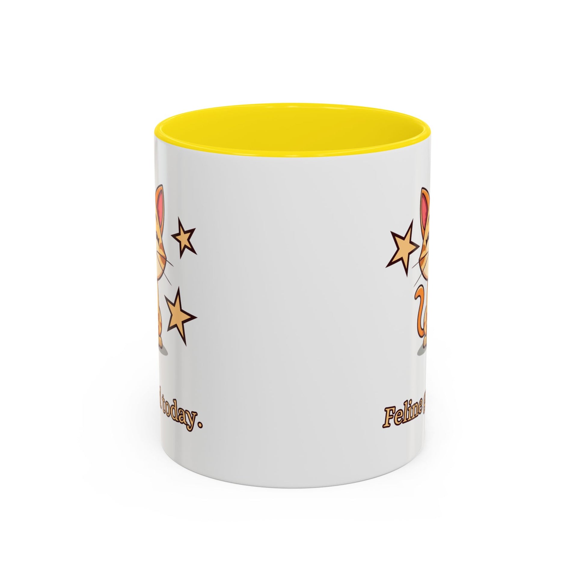 Feline Good Today Mug - Cute Cat Coffee Mug, Cat Lover Gift, Coffee Lover Mug, Fun Cat Mug, Feline Inspired Drinkware Side Yellow