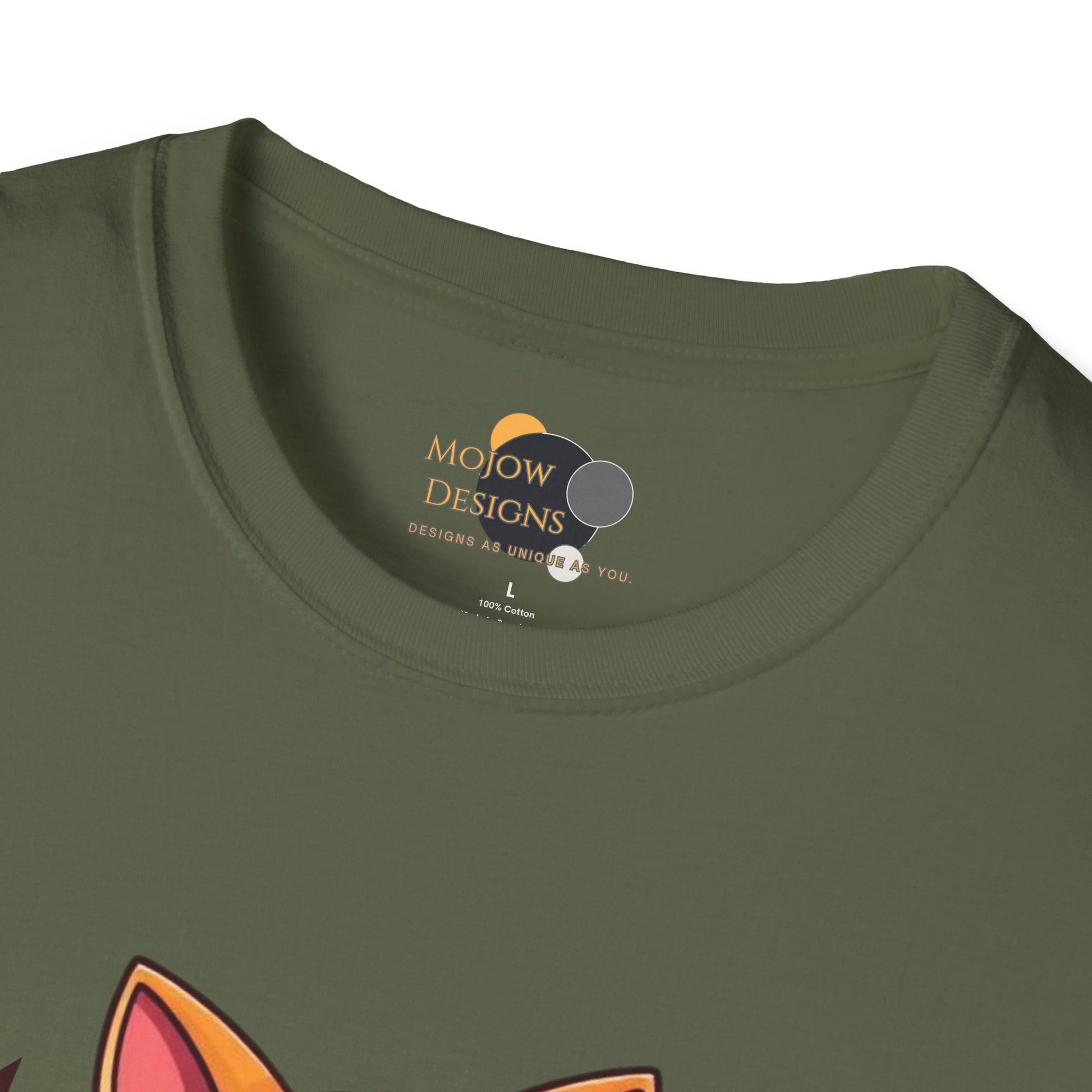Happy Cat T-Shirt | Fun Unisex Tee | Cute Gift for Cat Lovers | Feline Good Today Shirt | Casual Wear & Birthday Gift Label Military Green