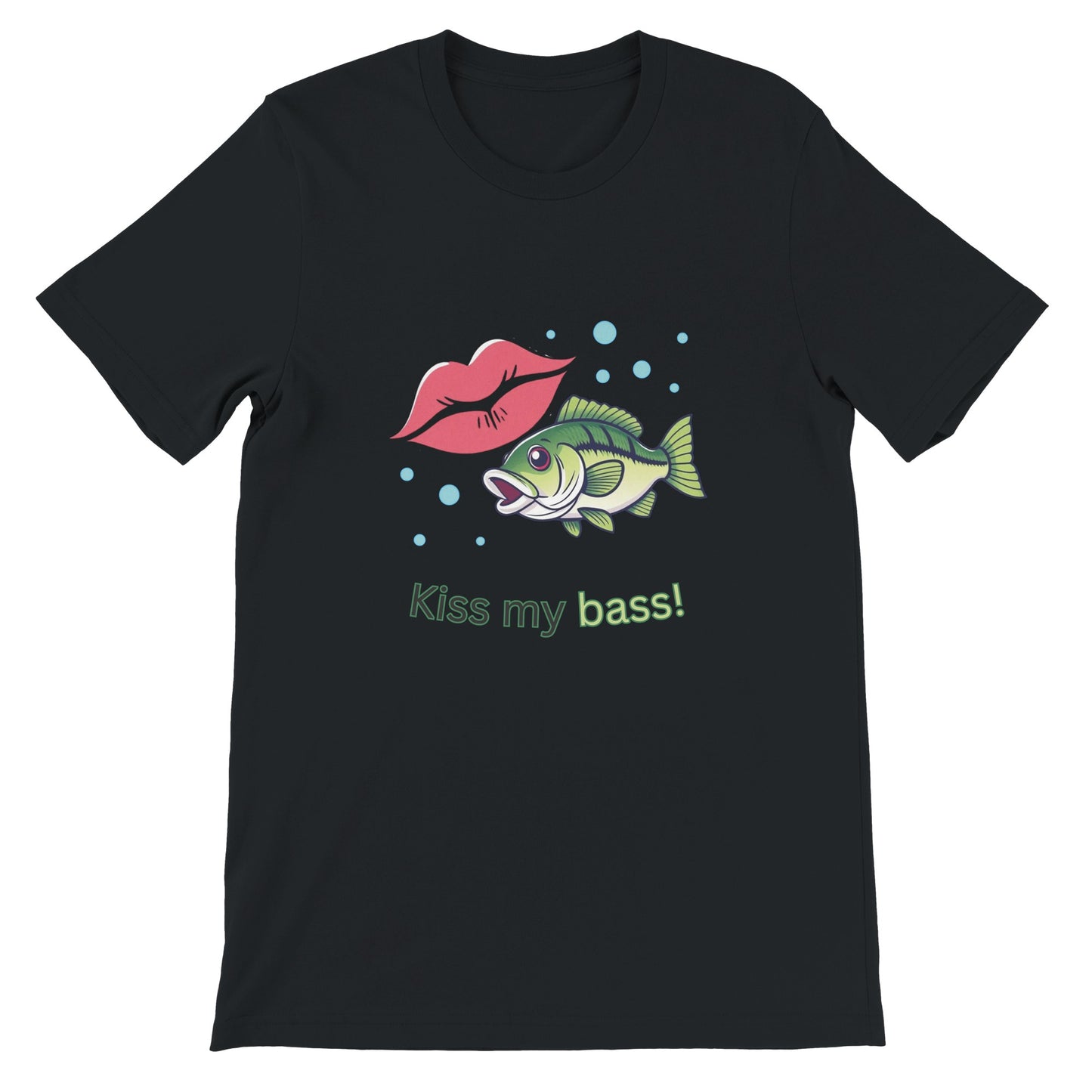 Kiss my bass Premium Unisex Crewneck T-shirt Black
