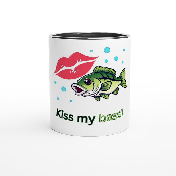 Kiss my bass White 11oz Ceramic Mug with Color Inside