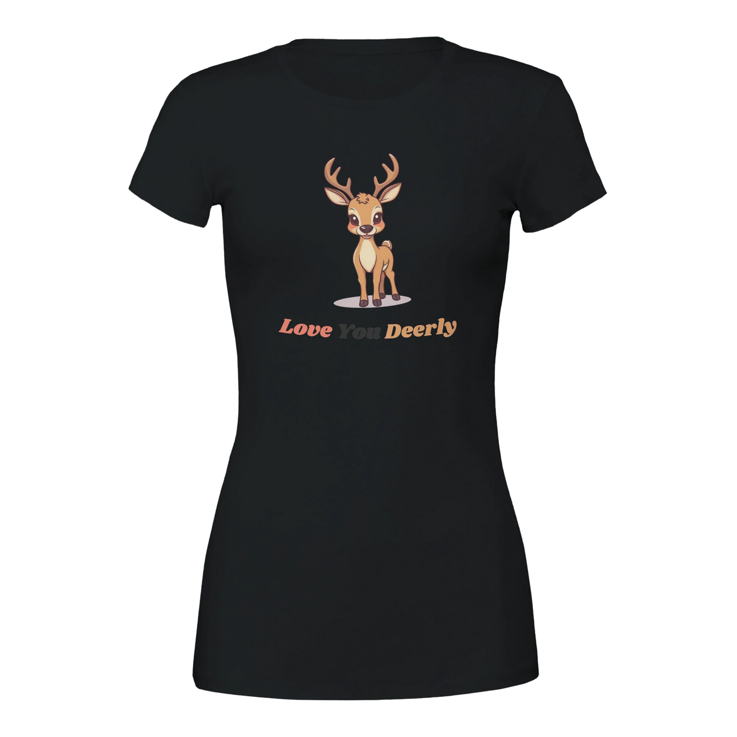 Love You Deerly Premium Womens Crewneck T-shirt Black