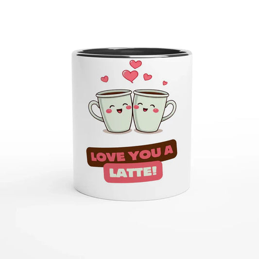 Love You a Latte White 11oz Ceramic Mug with Color Inside