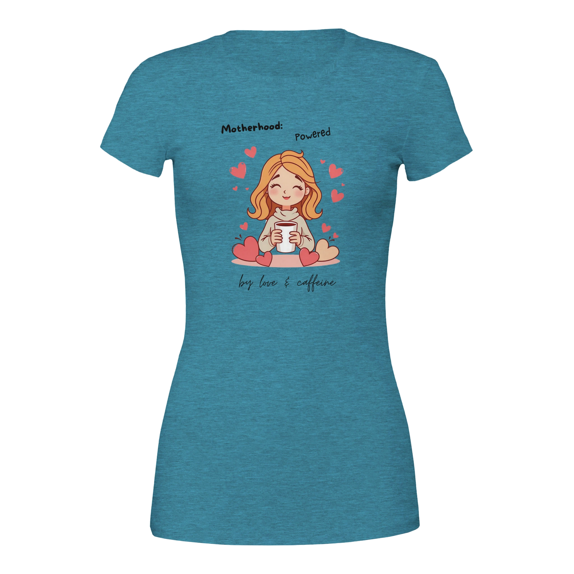 Motherhood: Powered by love &amp; caffeine Premium Womens Crewneck T-shirt Royal