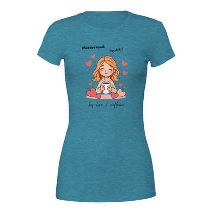 Motherhood: Powered by love &amp; caffeine Premium Womens Crewneck T-shirt Royal