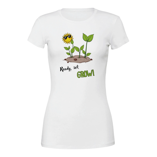 Ready, set, GROW Premium Womens Crewneck T-shirt White