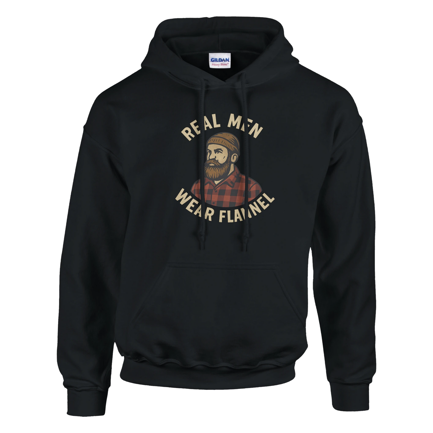 Real men wear flannel Classic Unisex Pullover Hoodie Black