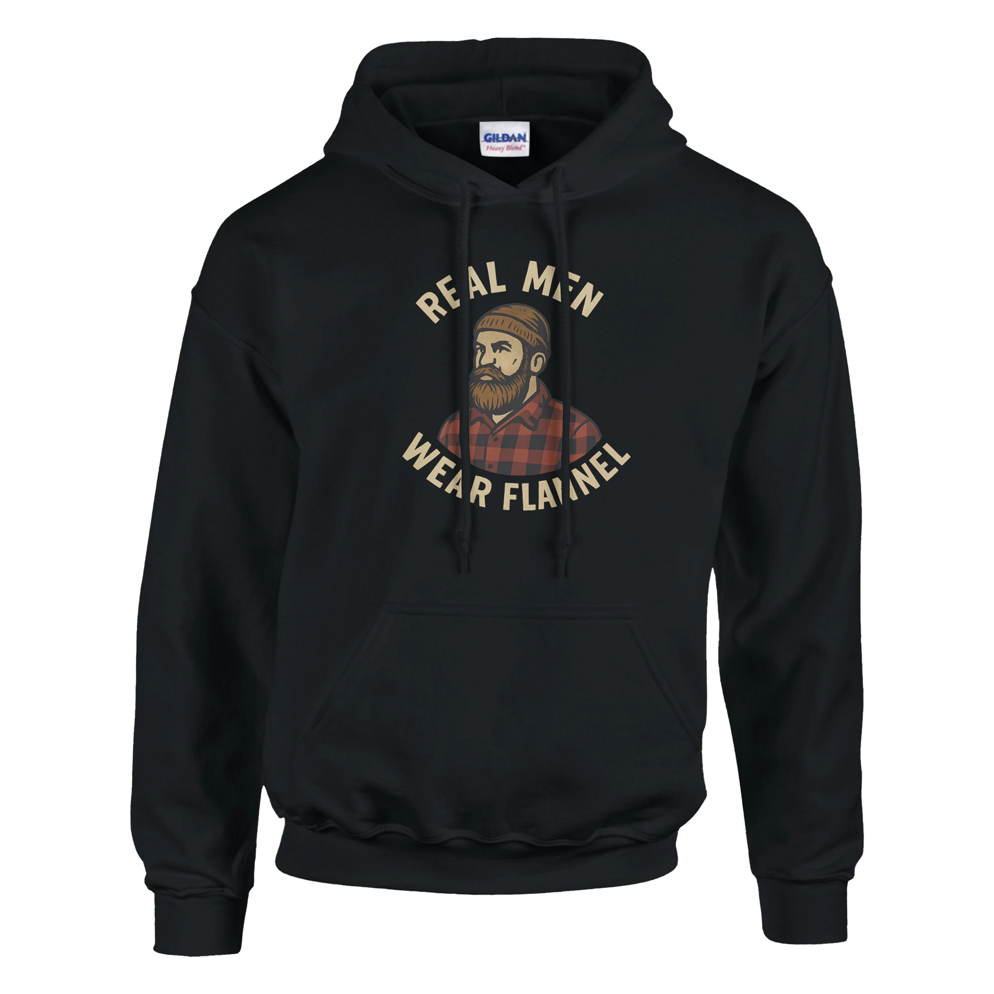 Real men wear flannel Classic Unisex Pullover Hoodie Black