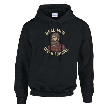 Real men wear flannel Classic Unisex Pullover Hoodie Black