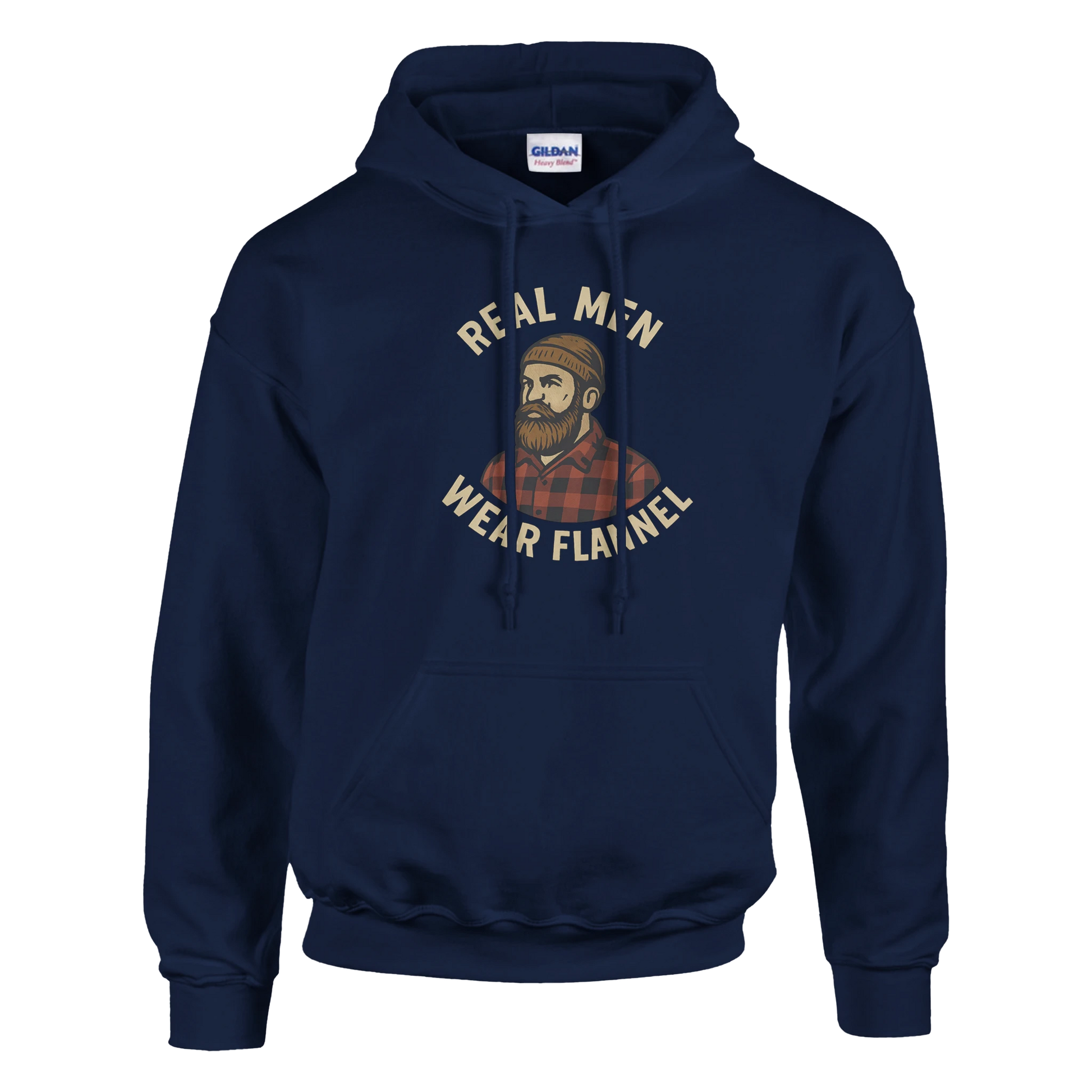 Real men wear flannel Classic Unisex Pullover Hoodie Navy